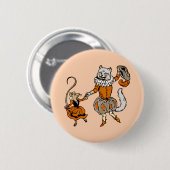 muis danst met een kat ronde button 5,7 cm (Voorkant /achterkant)