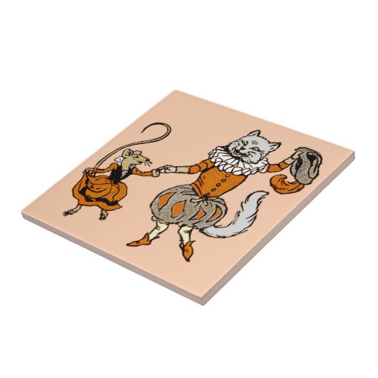 muis danst met een kat tegeltje (Zijkant)