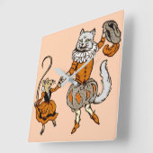 muis danst met een kat vierkante klok (Hoek)