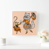 muis danst met een kat vierkante klok (Huis)