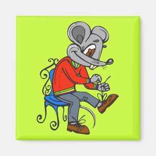 Muis die aan de slag gaat magneet