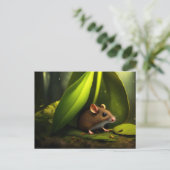 Muis die bescherming zoekt tegen de regen briefkaart (Staand voorkant)