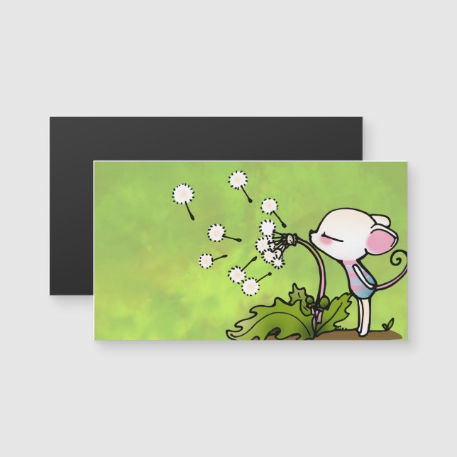 Muis die blaast op Dandelion (Voorkant / Achterkant)