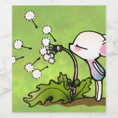 Muis die blaast op Dandelion Wijn Etiket (Enkel label)