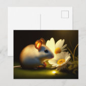 Muis die Daisies ruikt Briefkaart (Voorkant / Achterkant)