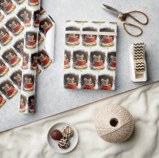 Muis die een boek leest cadeaupapier (Crafts)