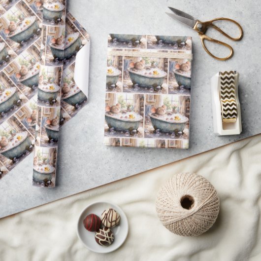 Muis die een bubbelbad neemt cadeaupapier (Crafts)