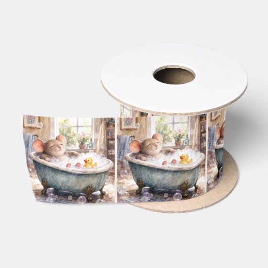 Muis die een bubbelbad neemt satijnen lint (Spoel)