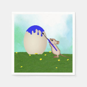 Muis die een paaseipapier doekjes schildert servetten