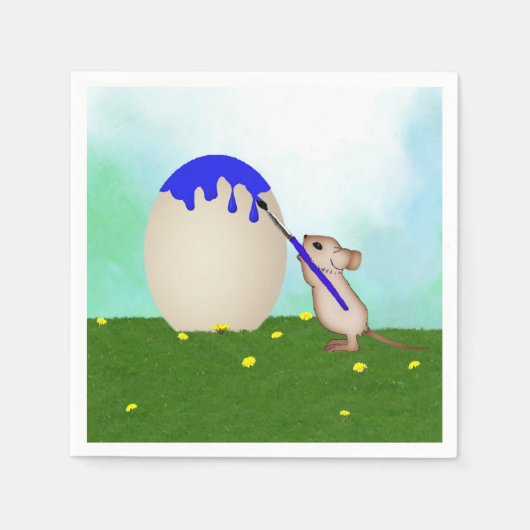 Muis die een paaseipapier doekjes schildert servetten (Voorkant)