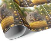 Muis die geniet van een kolf maïs cadeaupapier (Rol Hoek)