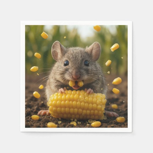 Muis die geniet van een kolf maïs servet (Voorkant)