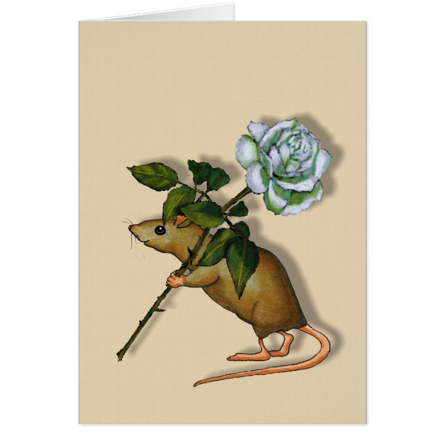 Muis die grote witte rozen draagt, elke gelegenhei (Voorkant)