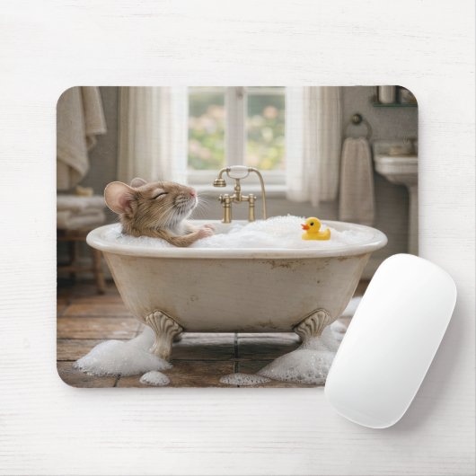Muis die in een bubbelbad weekt muismat (Met muis)