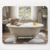 Muis die in een bubbelbad weekt muismat (Voorkant)