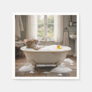 Muis die in een bubbelbad weekt servet
