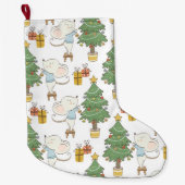 Muis die kerstboom decorreert grote kerstsok (Voorkant)