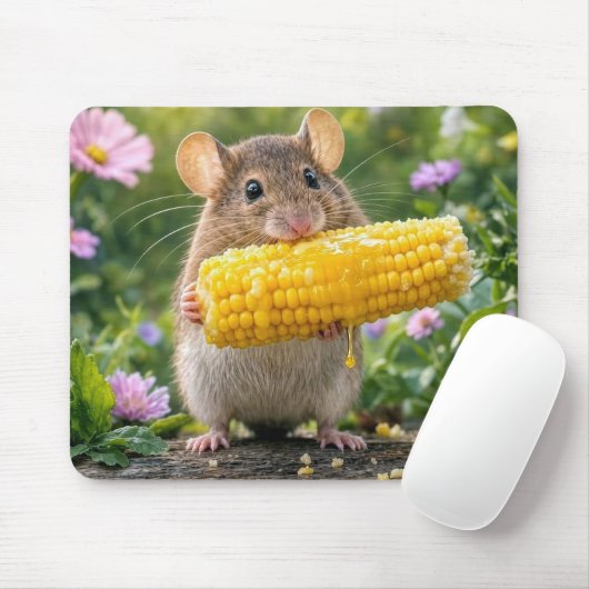 Muis die maïs eet aan de kolf muismat (Met muis)