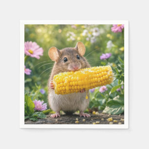 Muis die maïs eet aan de kolf servet