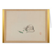 Muis die Pea Pods Chinese Rat Year Zodiac Card eet (Voorkant Horizontaal)
