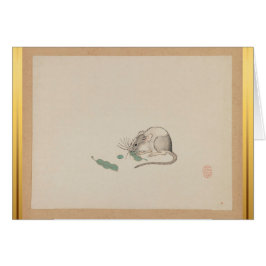 Muis die Pea Pods Chinese Rat Year Zodiac Card eet