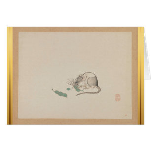 Muis die Pea Pods Chinese Rat Year Zodiac Card eet