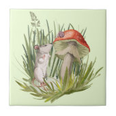 Muis die praat met slakkenWaterverf kunst Tegeltje (Voorkant)