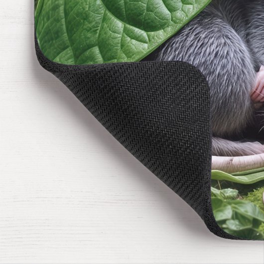 Muis die slaapt in een groen blad muismat (Hoek)