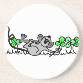 Muis die speelt in shamrocks zandsteen onderzetter (Voorkant)