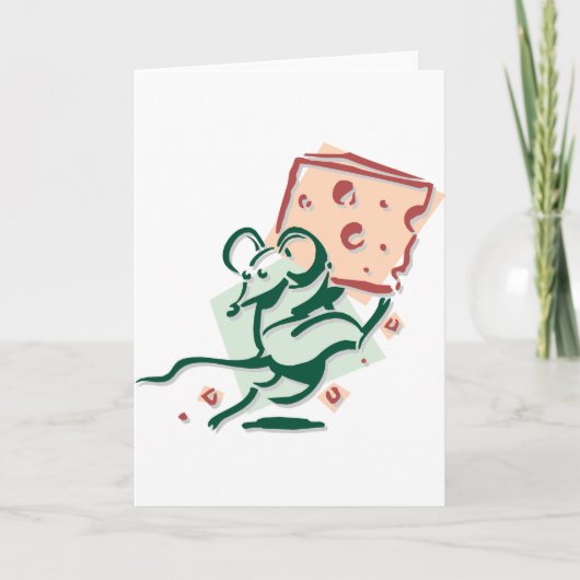 Muis die Wenskaarten op de kazen neemt Kaart (Voorkant)