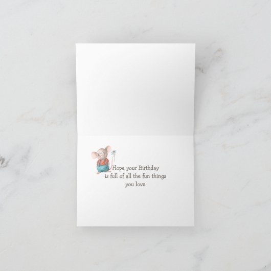Muis Dierlijke Cartoons 2e verjaardag Kaart (Binnen)