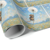 Muis drijvend op een donzige paardenbloem cadeaupapier (Rol Hoek)