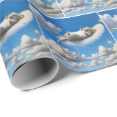 Muis drijvend op een veer cadeaupapier (Rol Hoek)