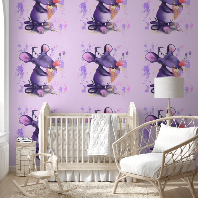 Muis Eat Ice Cream Grappig Behang (Kinderen)
