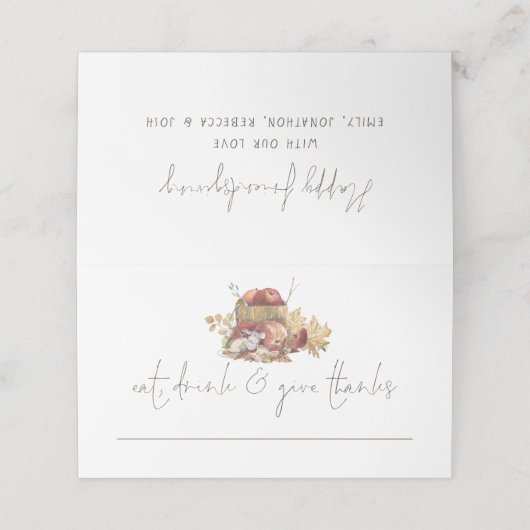 Muis eet Drink geeft Names Happy Friendsgiving Plaatskaartje (Buitenkant ongevouwen)