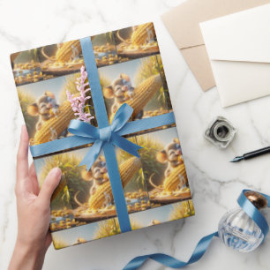 Muis eet maïs op de kolf cadeaupapier