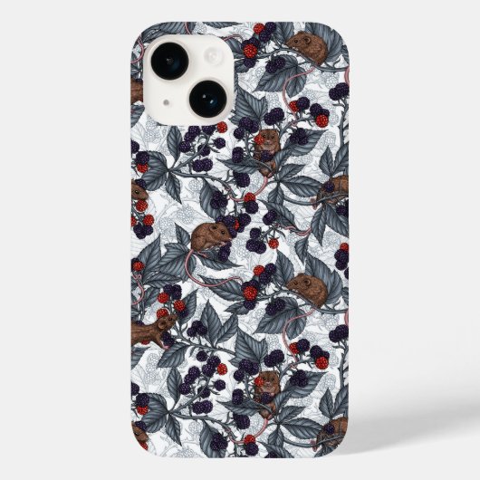 Muis en braambeien op wit Case-Mate iPhone case (Achterkant)