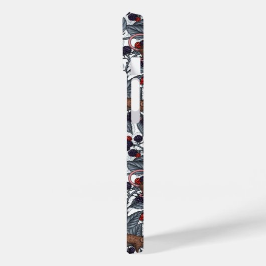 Muis en braambeien op wit Case-Mate iPhone case (Achterkant / Links)