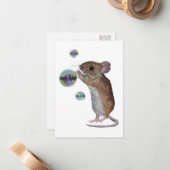 Muis en Bubbles Briefkaart Stijl Nota Kaart (Voorkant / Achterkant in situ)
