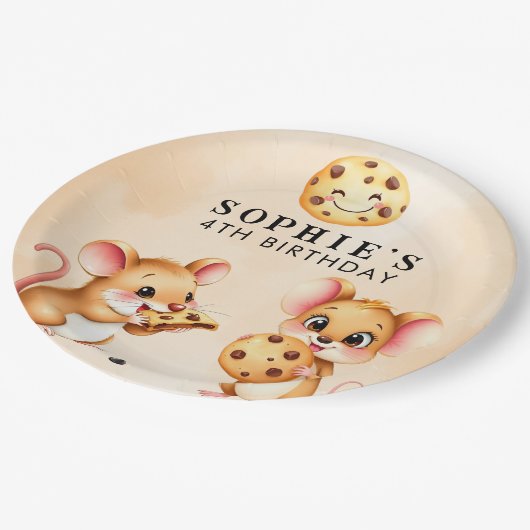 Muis en Cookie Thema Verjaardagsfeest Papier Bord (Gekanteld)