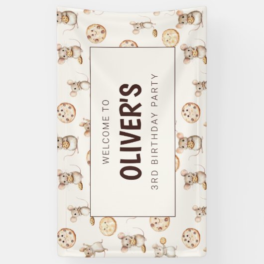 Muis en Cookie Verjaardagsfeestbanner Spandoek (Verticaal)