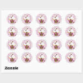 Muis en cupcake ronde sticker (Vel)
