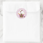 Muis en cupcake ronde sticker (Tas)