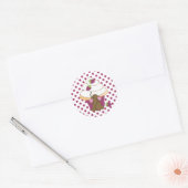 Muis en cupcake ronde sticker (Envelop)