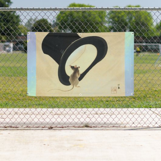 MUIS EN EEN BOVENHOEDBANNER MET GROMMETS SPANDOEK (Insitu)