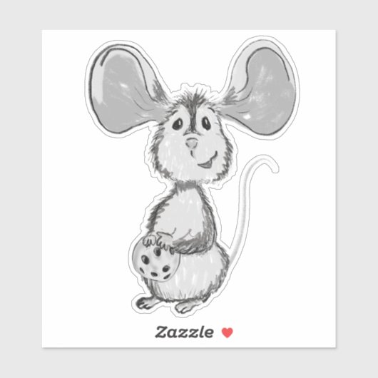 Muis en Koekje Zwart en Wit Sticker (Vel)