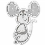 Muis en Koekje Zwart en Wit Sticker (Voorkant)