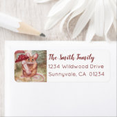 Muis en paddenstoel etiket (Insitu)