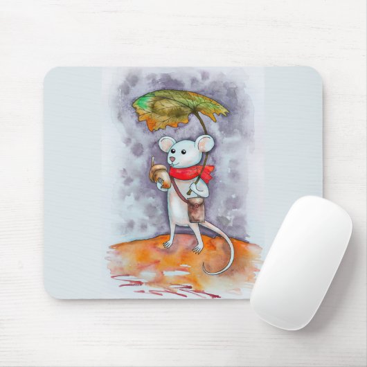 Muis en paraplu op een muismat (Met muis)