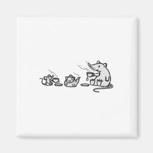 Muis en Rat hebben een grote Tea Party Sticker Magneet